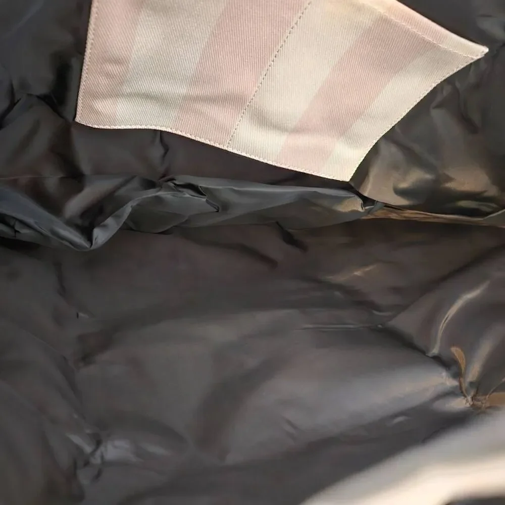 Victoria's Secret tote, pink and cream signature stripe 